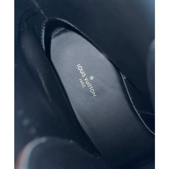 Louis Vuitton Calfskin Monogram Wonderland Flat Ranger Boots 39.5/8.5 Black New - Picture 8 of 11